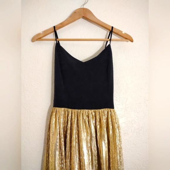 Amanda Uprichard Black and Gold Spaghetti Strap Dress - Picture 6 of 8